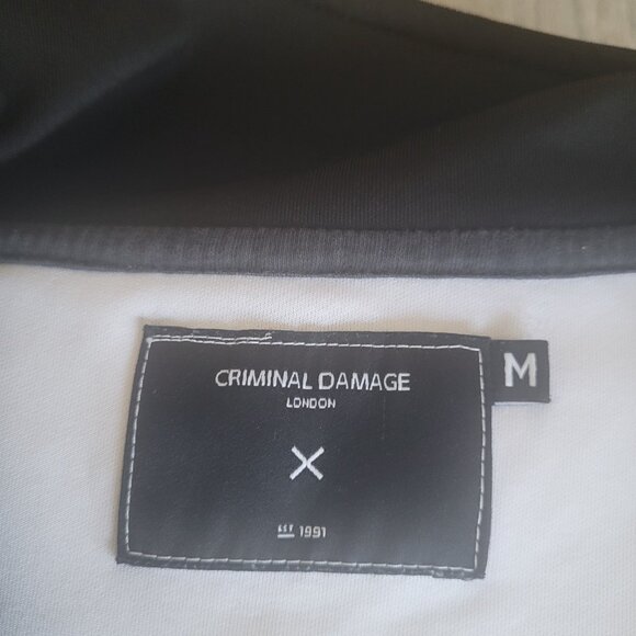 Criminal Damage Men's Zip Thru Black/White track jacket - Picture 3 of 5